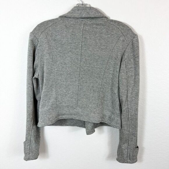 ANTHROPOLOGIE UNDER SKIES Grey Cropped Moto Style Jacket Size Medium - Picture 9 of 12